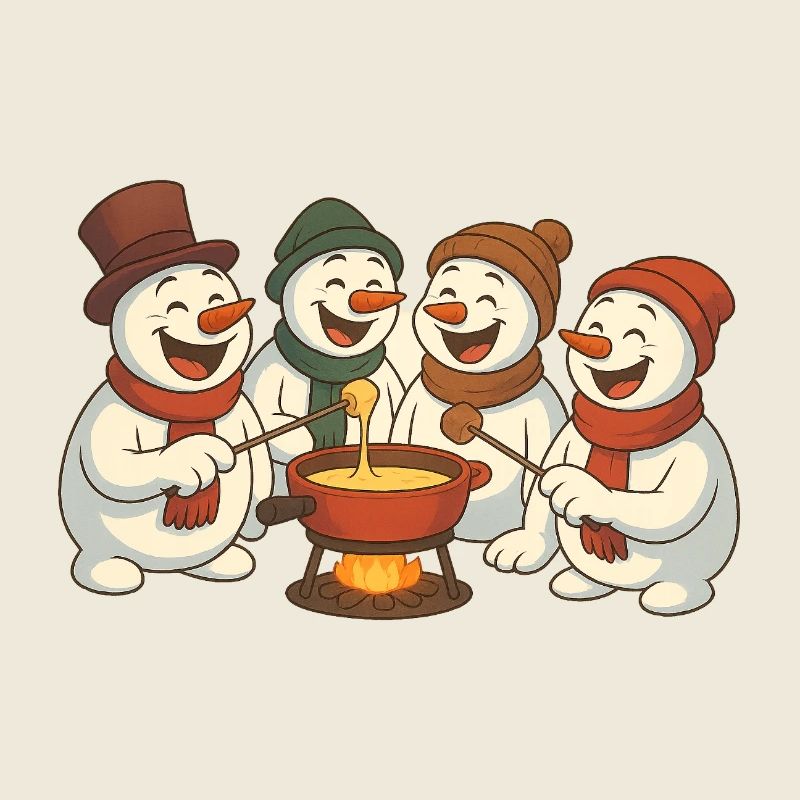 Winter men around a Savoyard fondue