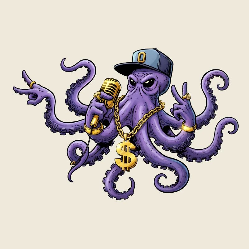 Oktopus Rapper mit Goldkette