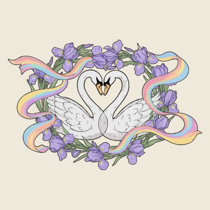 Swans love rainbow