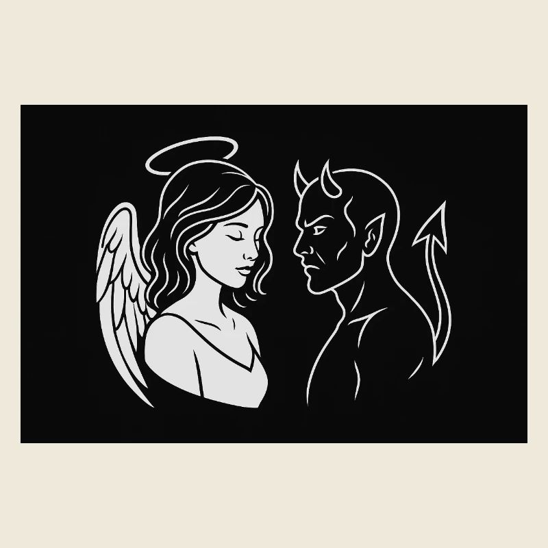 Angel & Devil – Dual Line Art Design
