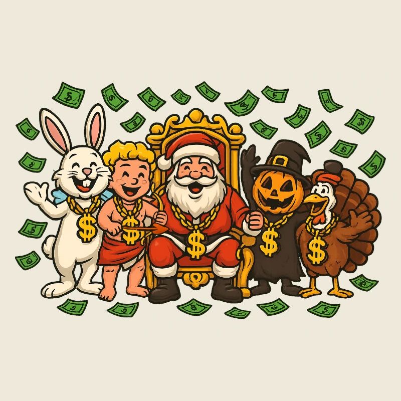 Père Noël Lapin de Pâques Saint-Valentin Halloween