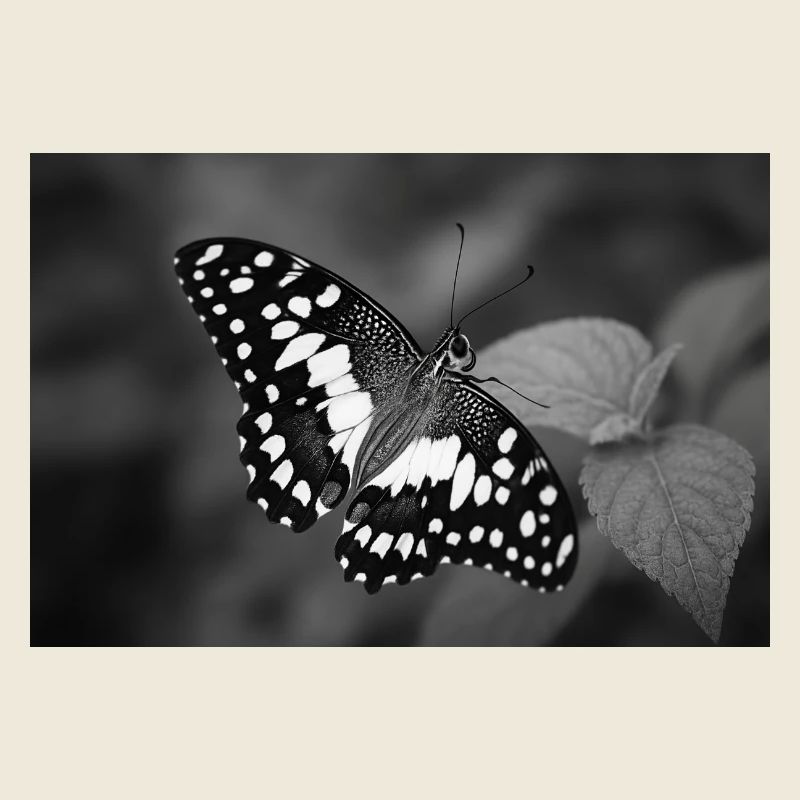 Papillon monochrome sur feuille