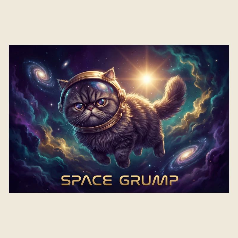 Space Grump Space Cat Néon
