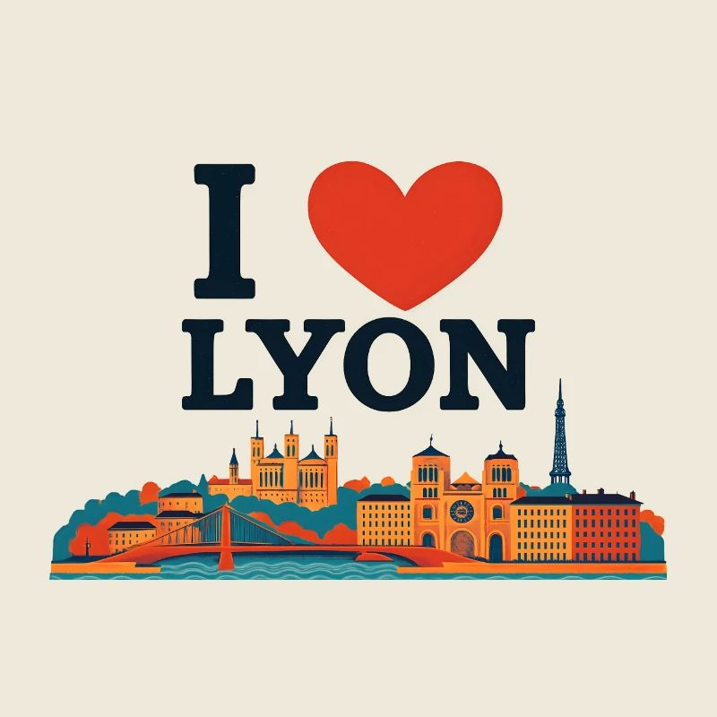 I Love Lyon – Skyline Coloré