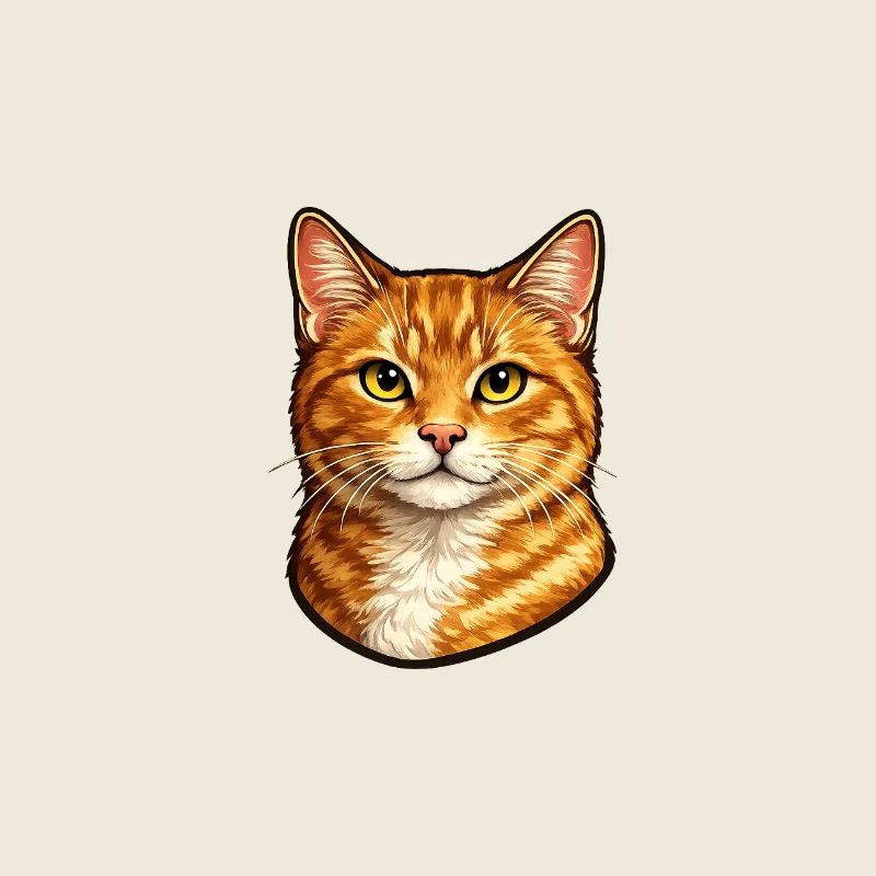 Orange Cat Head Illustration