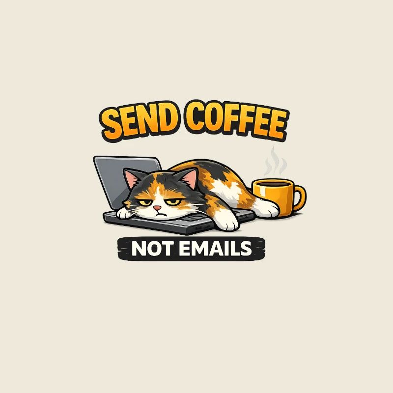 Envoyez du café, pas des e-mails à Chat – Chemise de travail drôle