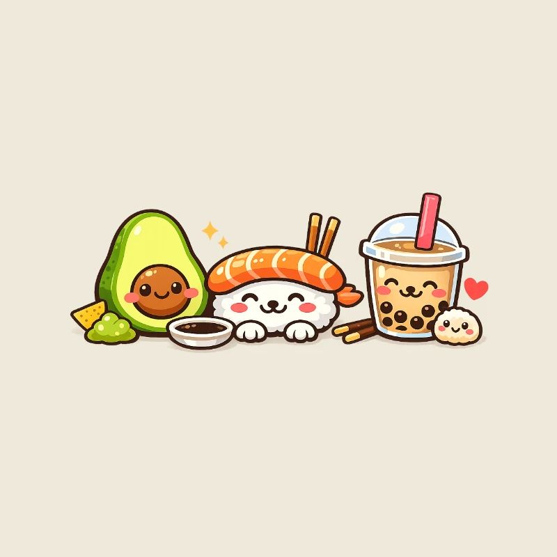 Kawaii Sushi Avocado Bubble Tea