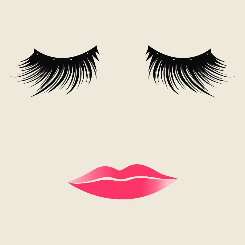 Frauengesicht Wimpern Kussmund Pinke Lippen