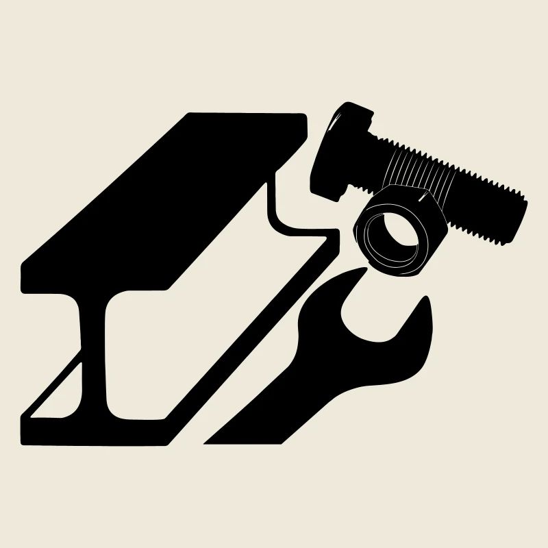 steel beam with bolt nut and wrench