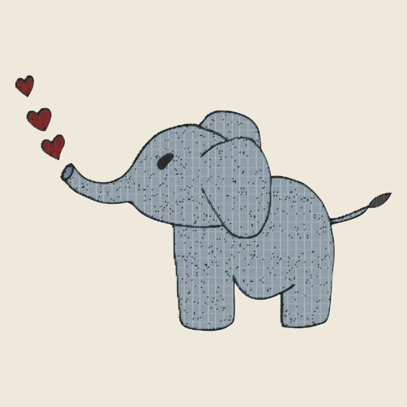 Tissu éléphant avec cœurs