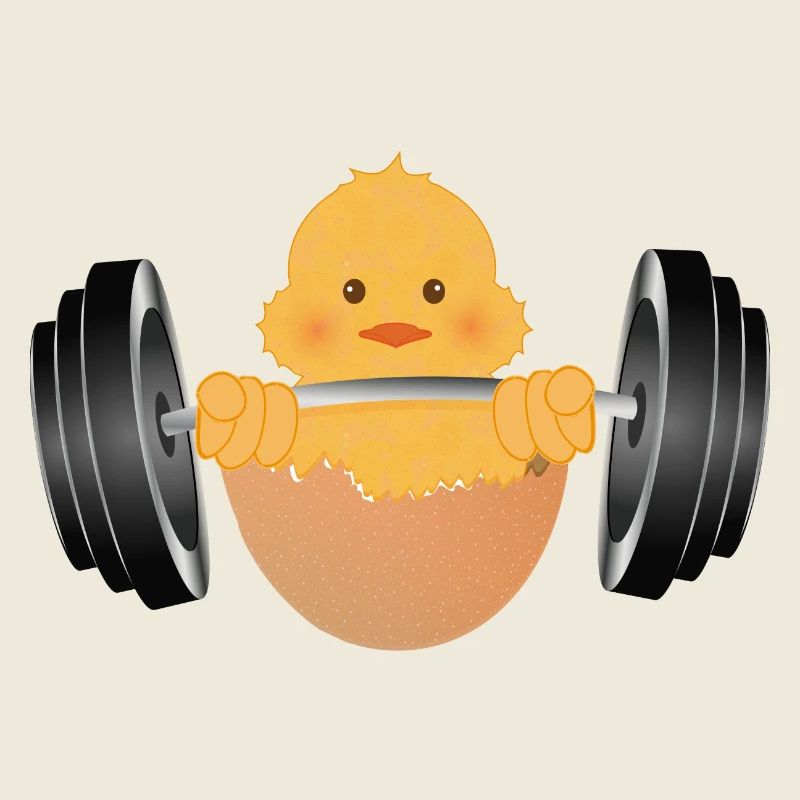 Bodybuilder Küken mit Hantel beim Training