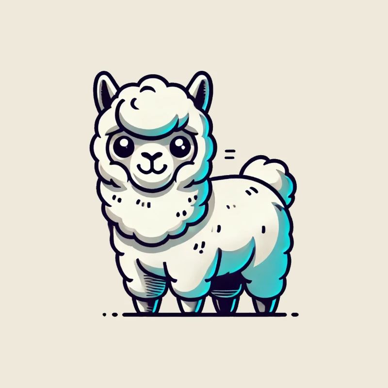 Weiße Llama mit Blauakzenten