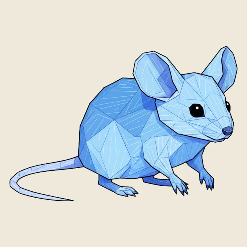 Blauer Low-Poly Maus