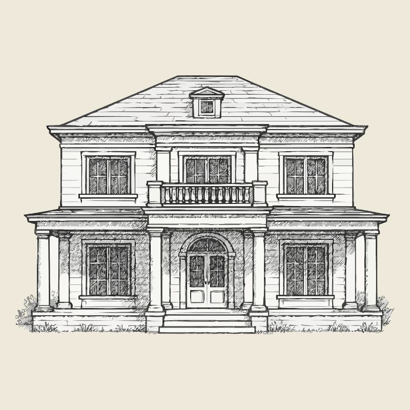 Dessin classique en ligne de façade