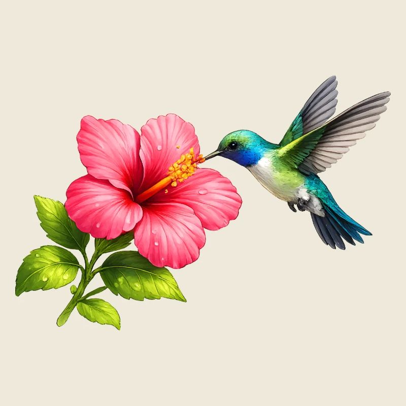 Kolibri am roten Hibiskus 