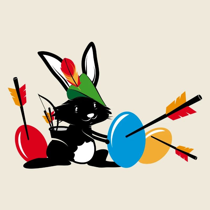 Easter bunny with a bow and arrow