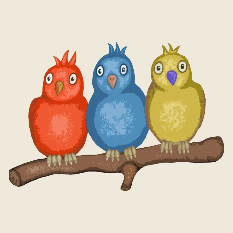 Oiseaux colorés sur une branche