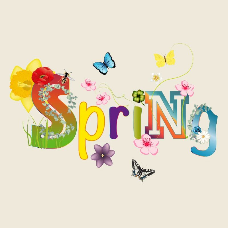 spring-like typography at the beginning of spring