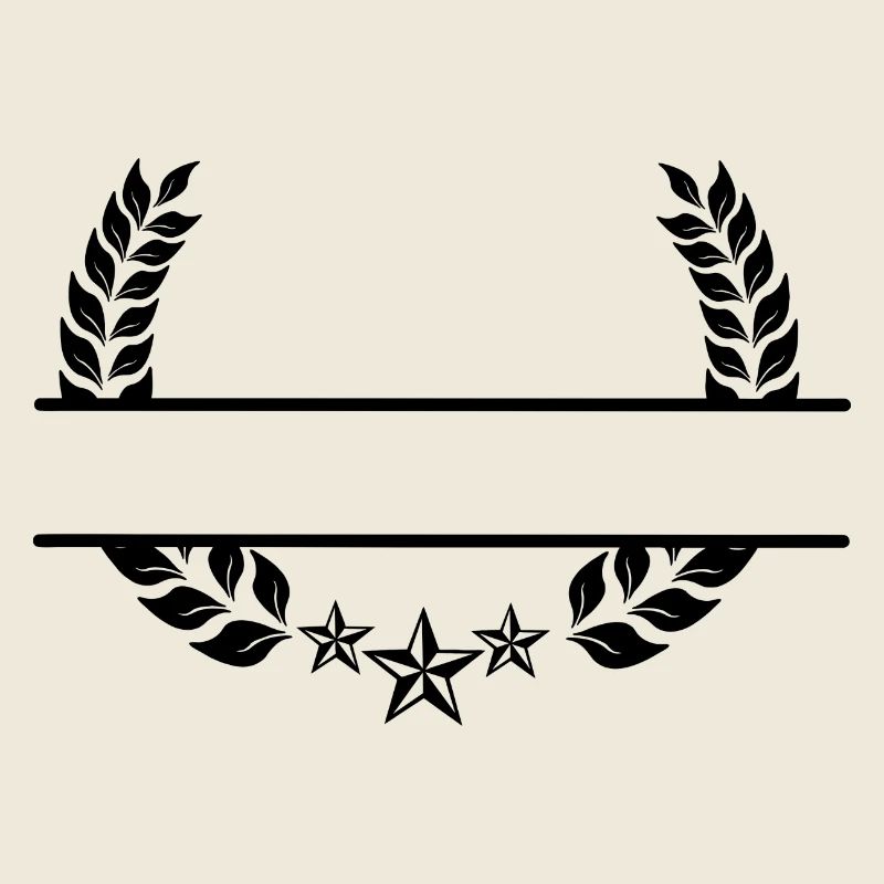 Laurel wreath monogram three stars