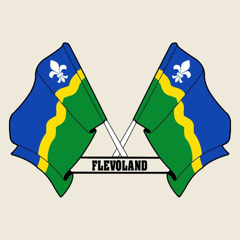 Two flags text FLEVOLAND