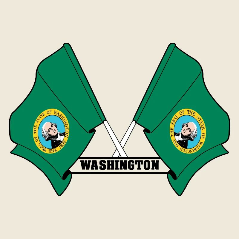 Deux drapeaux texte WASHINGTON