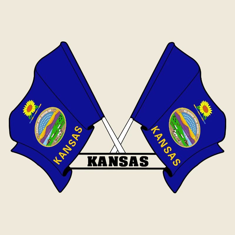 Two flags text KANSAS