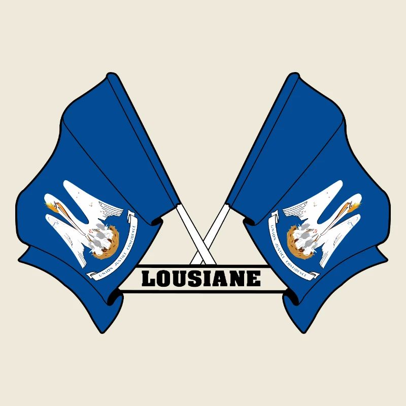 Deux drapeaux texte LOUSIANE