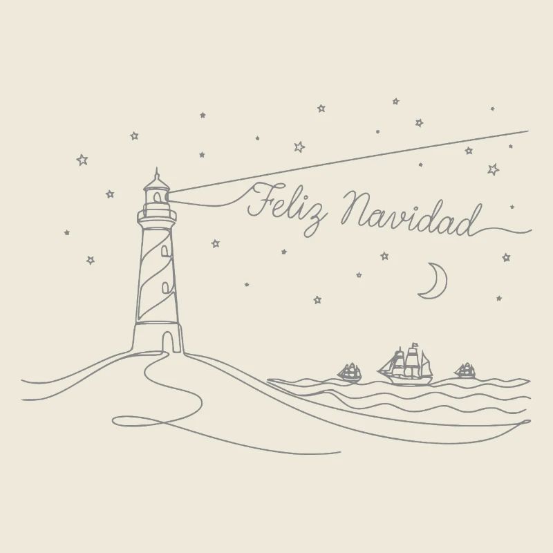 Plage et phare de Noël de Feliz Navidad