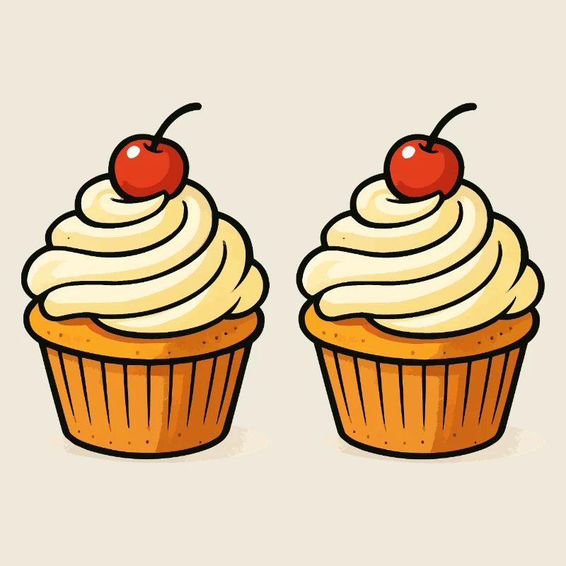 Double Illustration de cupcakes avec cerise