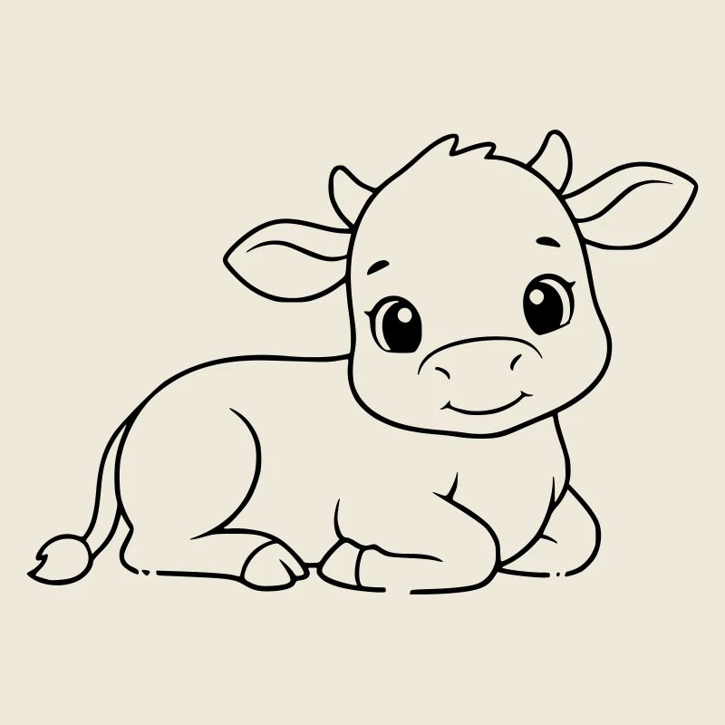 Silhouette du bébé vache veau allongée