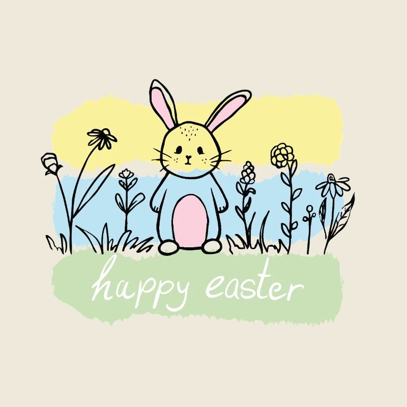Pastel bunny in spring field