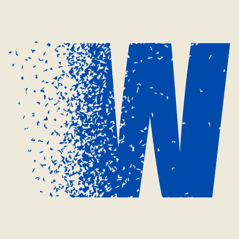 W fragmenté en bleu gras