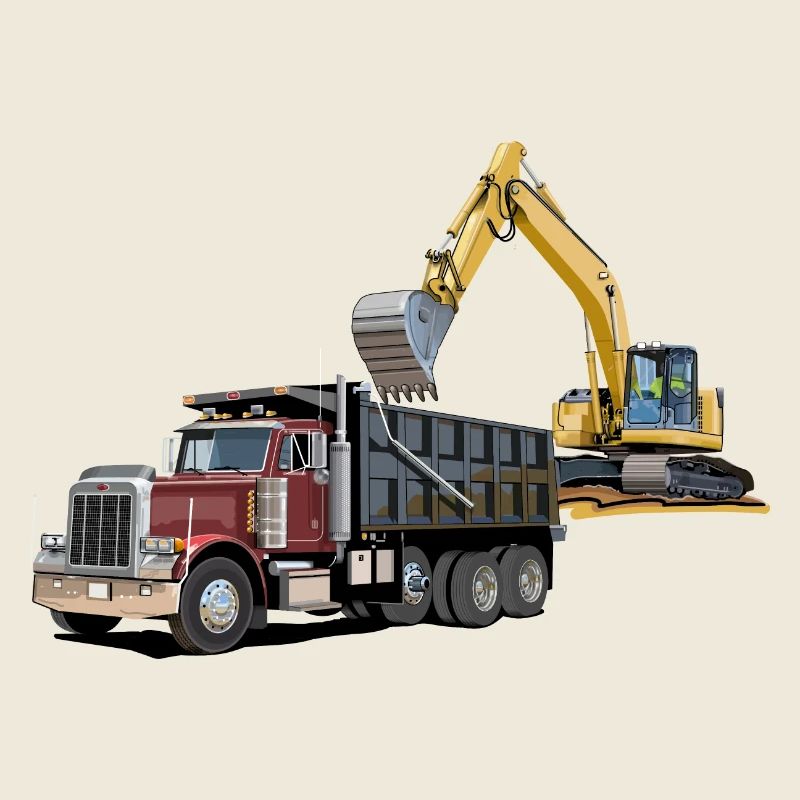 Lastwagen mit Bagger