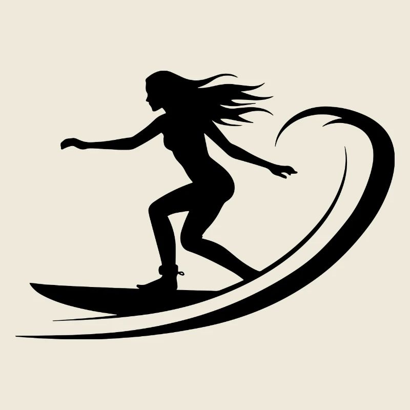 Dessin de fille surfeuse