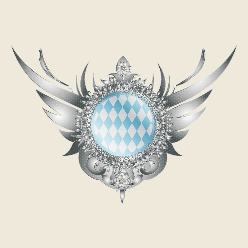 Écusson d’aile en argent avec motif en losange