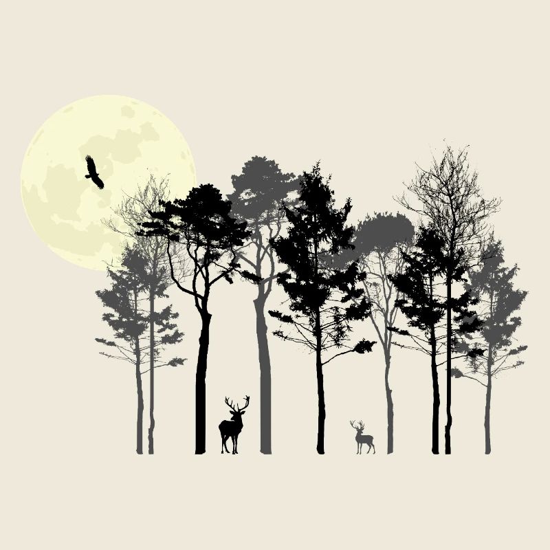 Mystic Night Forest Silhouette