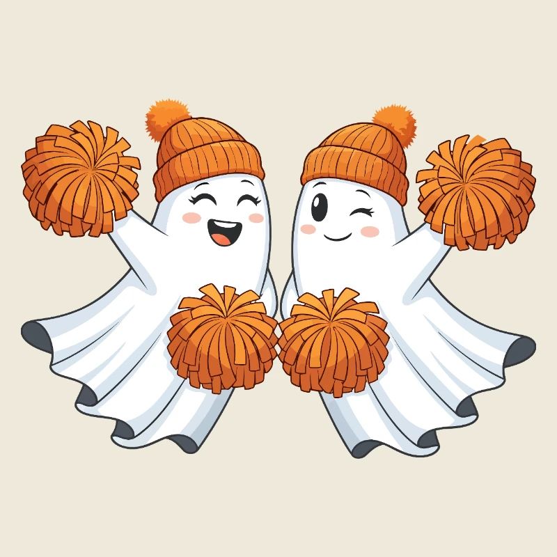Fantômes mignons avec des pompons