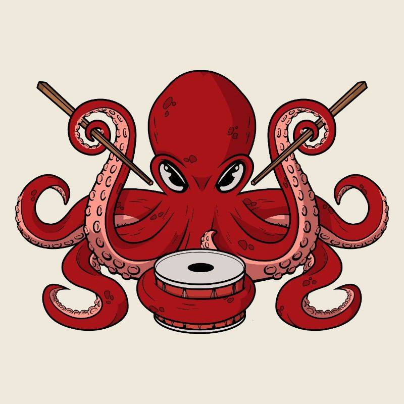 Drôle Octopus Batteur Cool Percussion Musicien Papa