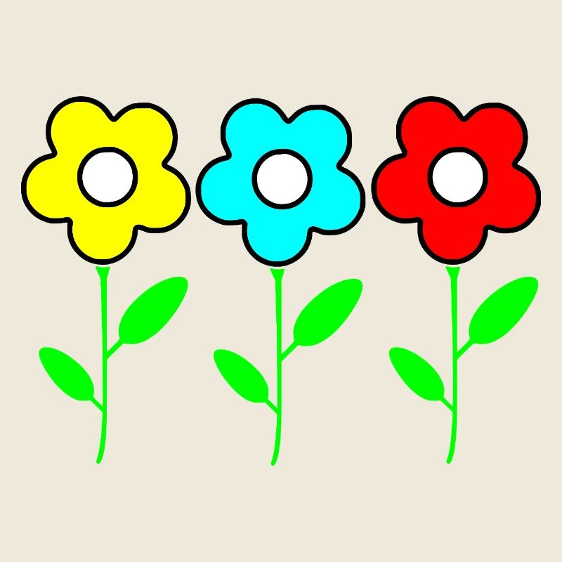 Three colorful flowers on black