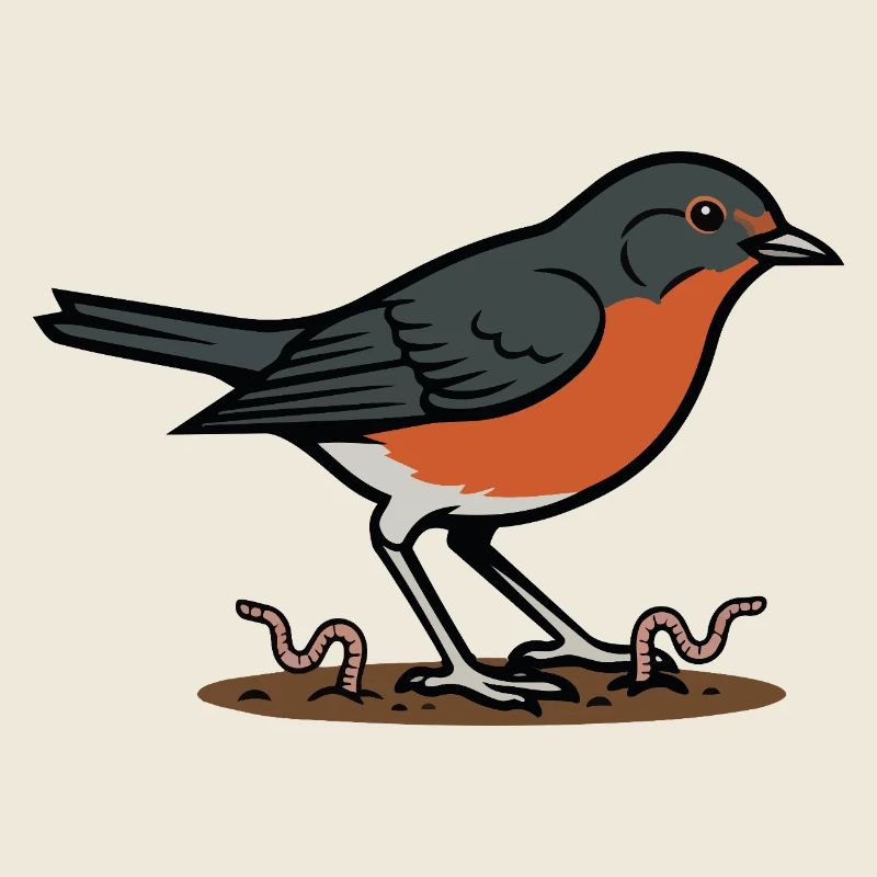 Wilde Naturgarten-Rotkehlchen-Illustration