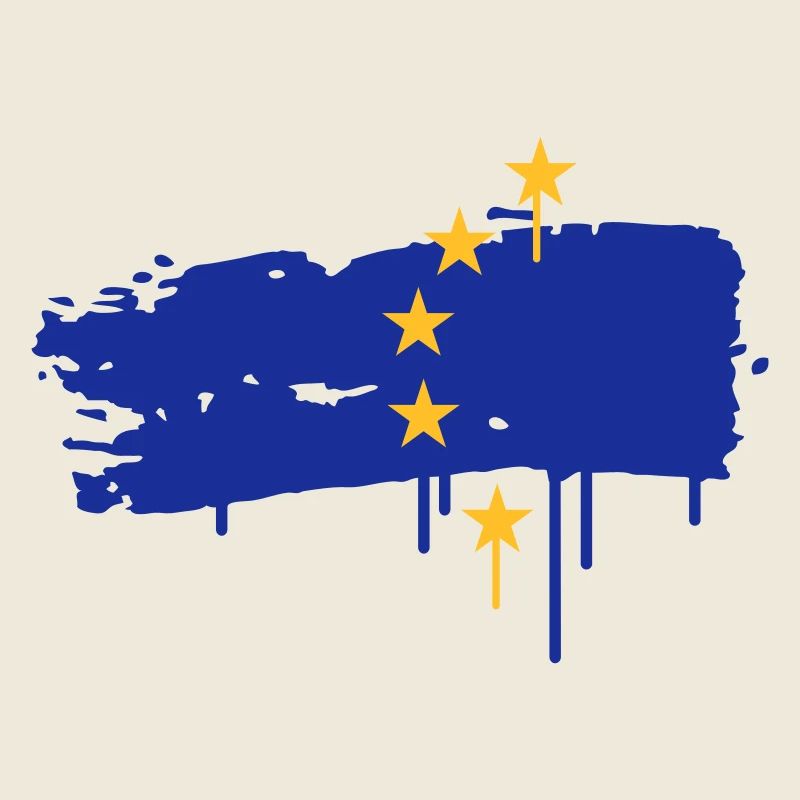 European flag painted with a brush stroke