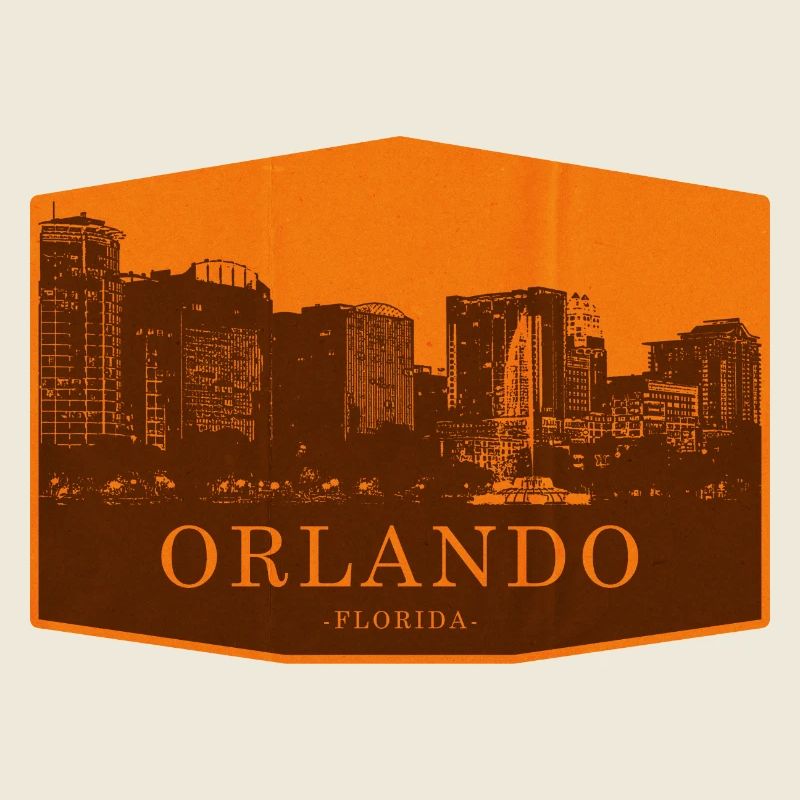 Orlando Skyline Badge Orange