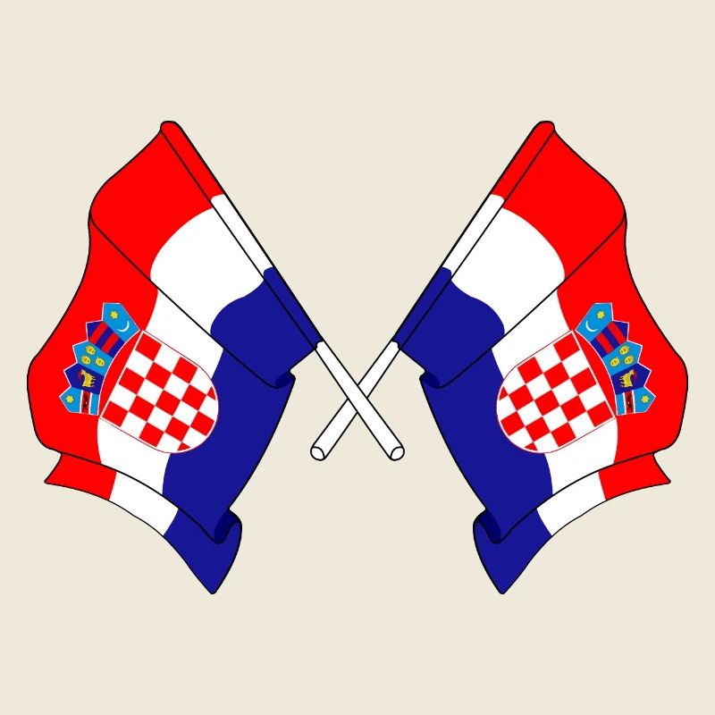 Zwei Flaggen Kroatiens
