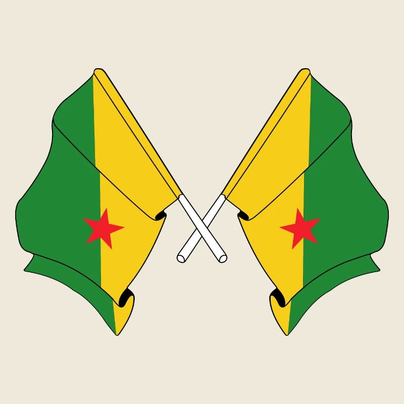 Deux drapeaux croisés de la Guyane