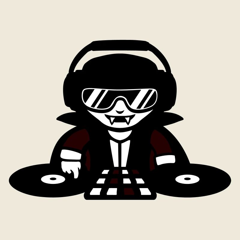 Vampire DJ DJ avec table de mixage et platine vinyle