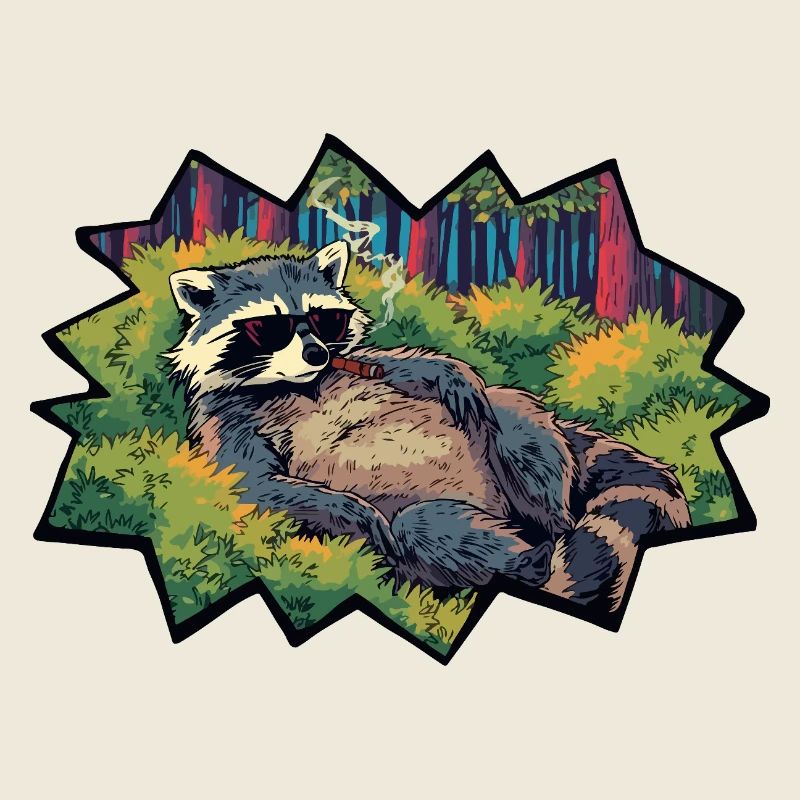 Entspannter Waschbär im Farbwald