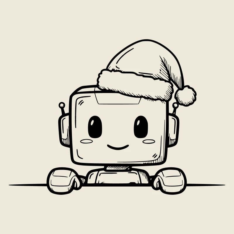 Kawaii Robot with Santa Hat – Cute Design