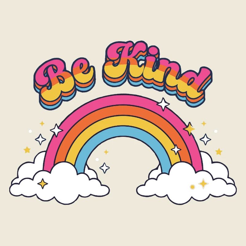 Sei freundlich Retro Regenbogen-Positive Vibes