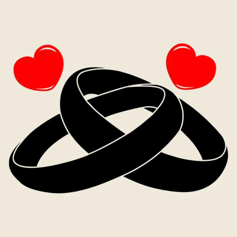 Wedding rings with hearts