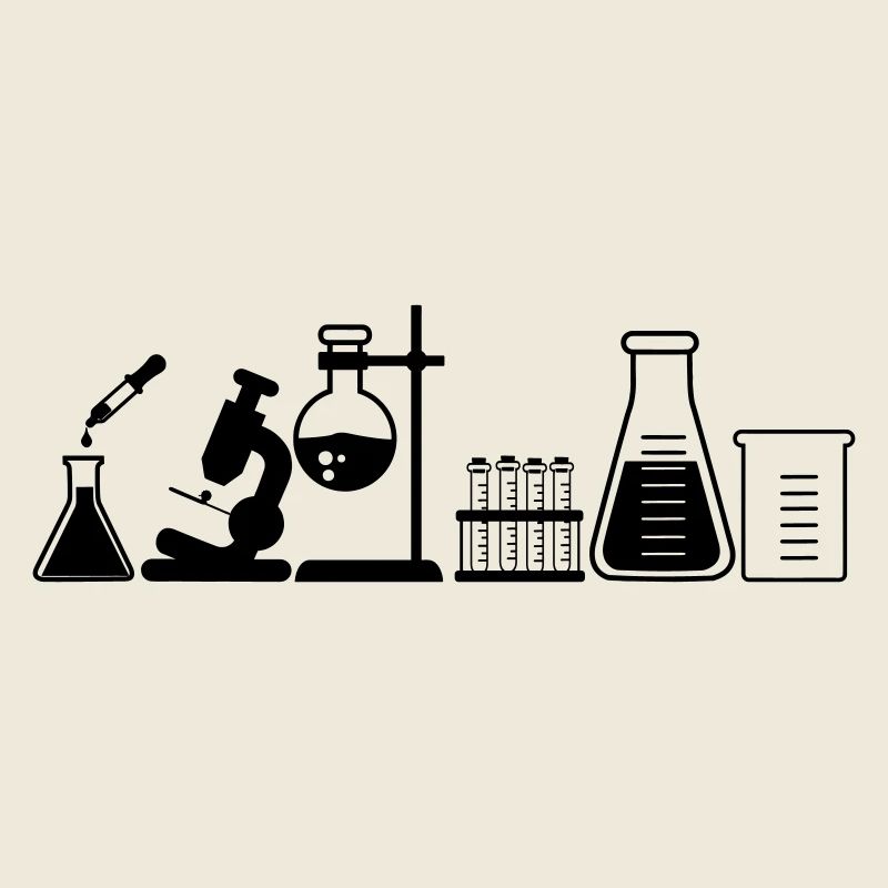 Laboratoire avec bocaux, microscope et tubes